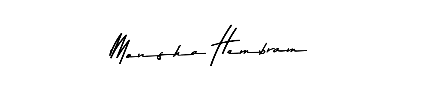 The best way (Asem Kandis PERSONAL USE) to make a short signature is to pick only two or three words in your name. The name Monsha Hembram include a total of six letters. For converting this name. Monsha Hembram signature style 9 images and pictures png