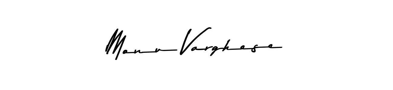 How to make Monu Varghese name signature. Use Asem Kandis PERSONAL USE style for creating short signs online. This is the latest handwritten sign. Monu Varghese signature style 9 images and pictures png
