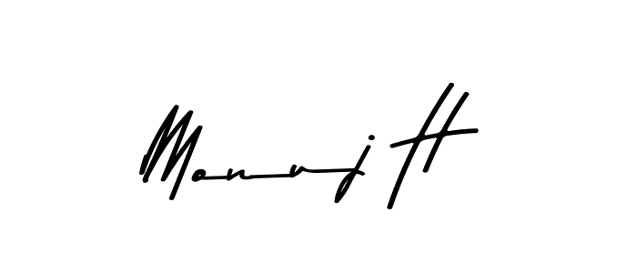 Make a beautiful signature design for name Monuj H. With this signature (Asem Kandis PERSONAL USE) style, you can create a handwritten signature for free. Monuj H signature style 9 images and pictures png