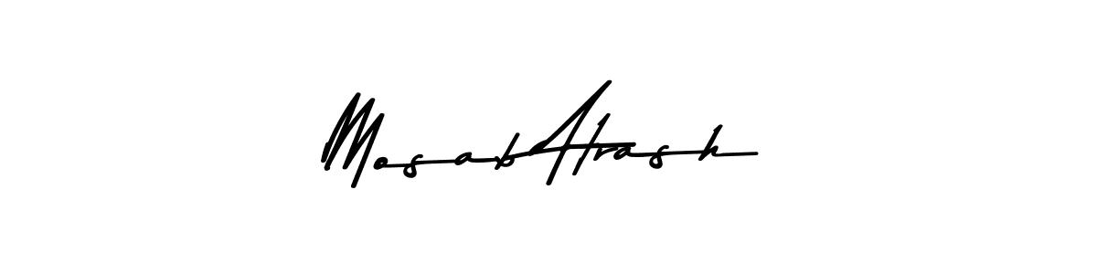 How to make Mosab Atrash name signature. Use Asem Kandis PERSONAL USE style for creating short signs online. This is the latest handwritten sign. Mosab Atrash signature style 9 images and pictures png