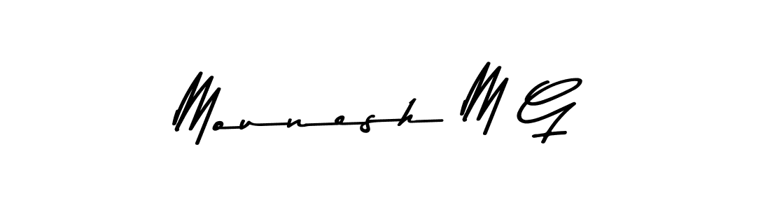 The best way (Asem Kandis PERSONAL USE) to make a short signature is to pick only two or three words in your name. The name Mounesh M G include a total of six letters. For converting this name. Mounesh M G signature style 9 images and pictures png