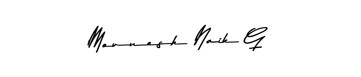 Also You can easily find your signature by using the search form. We will create Mounesh Naik G name handwritten signature images for you free of cost using Asem Kandis PERSONAL USE sign style. Mounesh Naik G signature style 9 images and pictures png