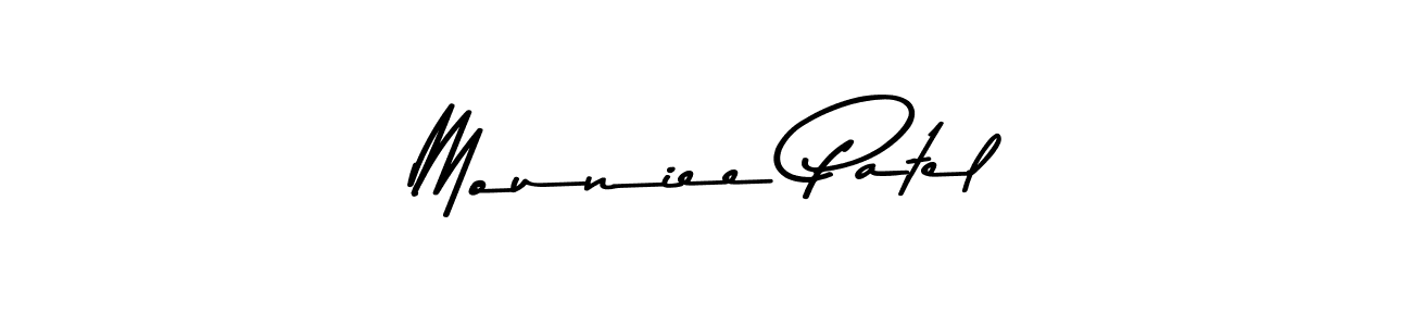 Make a beautiful signature design for name Mouniee Patel. With this signature (Asem Kandis PERSONAL USE) style, you can create a handwritten signature for free. Mouniee Patel signature style 9 images and pictures png