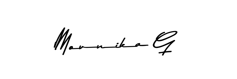 This is the best signature style for the Mounika G name. Also you like these signature font (Asem Kandis PERSONAL USE). Mix name signature. Mounika G signature style 9 images and pictures png