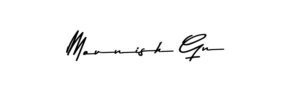 Also You can easily find your signature by using the search form. We will create Mounish Gn name handwritten signature images for you free of cost using Asem Kandis PERSONAL USE sign style. Mounish Gn signature style 9 images and pictures png