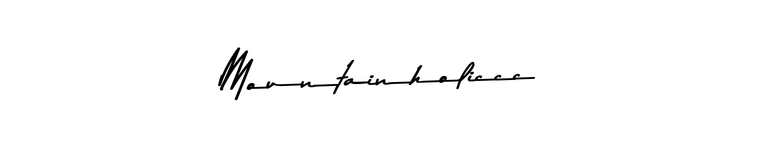 How to make Mountainholiccc name signature. Use Asem Kandis PERSONAL USE style for creating short signs online. This is the latest handwritten sign. Mountainholiccc signature style 9 images and pictures png