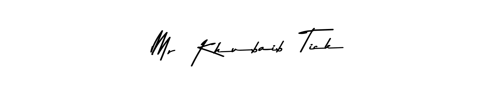 Use a signature maker to create a handwritten signature online. With this signature software, you can design (Asem Kandis PERSONAL USE) your own signature for name Mr  Khubaib  Tick. Mr  Khubaib  Tick signature style 9 images and pictures png