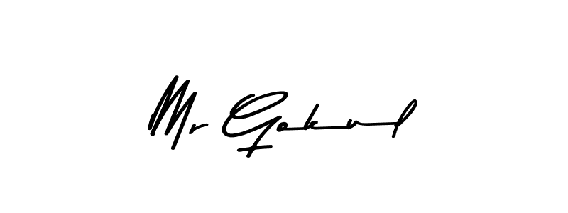 Create a beautiful signature design for name Mr Gokul. With this signature (Asem Kandis PERSONAL USE) fonts, you can make a handwritten signature for free. Mr Gokul signature style 9 images and pictures png