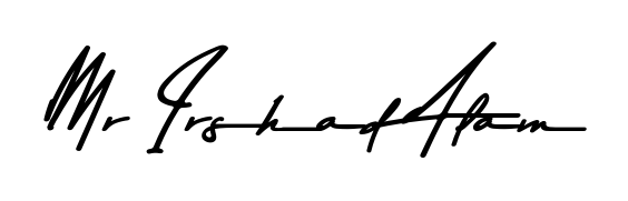 Get an exclusive digital autograph for Mr Irshad Alam. The Asem Kandis PERSONAL USE typeface captures the charm of real penmanship on paper. Mr Irshad Alam signature style 9 images and pictures png