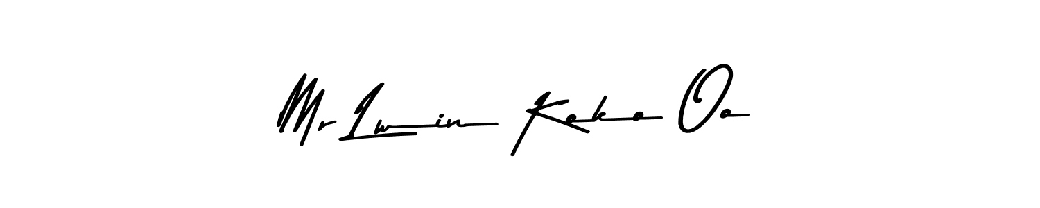 How to make Mr Lwin Koko Oo name signature. Use Asem Kandis PERSONAL USE style for creating short signs online. This is the latest handwritten sign. Mr Lwin Koko Oo signature style 9 images and pictures png