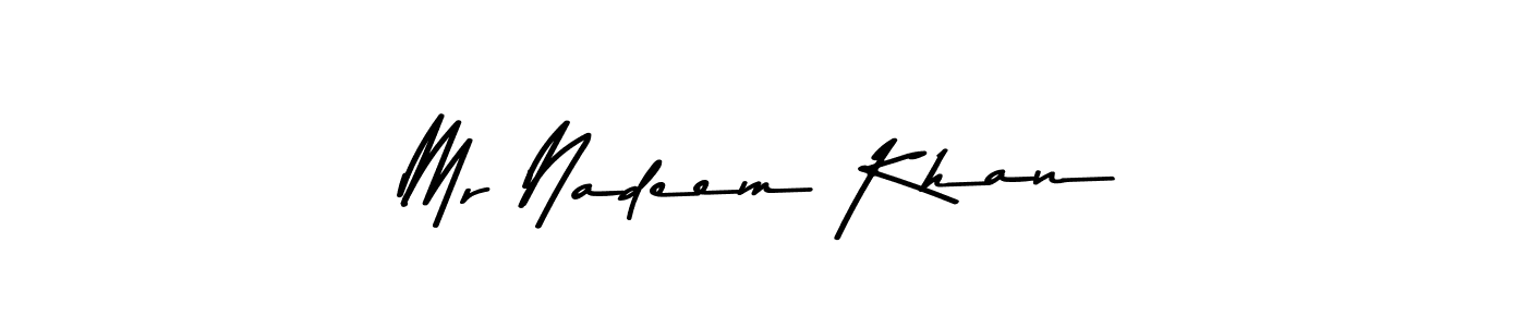 Design your own signature with our free online signature maker. With this signature software, you can create a handwritten (Asem Kandis PERSONAL USE) signature for name Mr Nadeem Khan. Mr Nadeem Khan signature style 9 images and pictures png