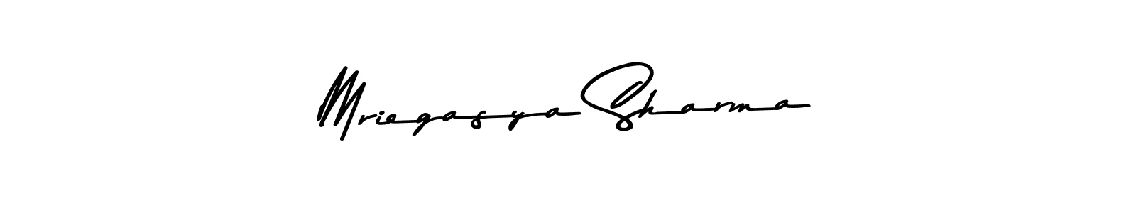 The best way (Asem Kandis PERSONAL USE) to make a short signature is to pick only two or three words in your name. The name Mriegasya Sharma include a total of six letters. For converting this name. Mriegasya Sharma signature style 9 images and pictures png