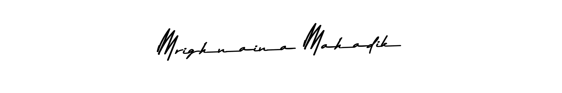 How to make Mrighnaina Mahadik name signature. Use Asem Kandis PERSONAL USE style for creating short signs online. This is the latest handwritten sign. Mrighnaina Mahadik signature style 9 images and pictures png