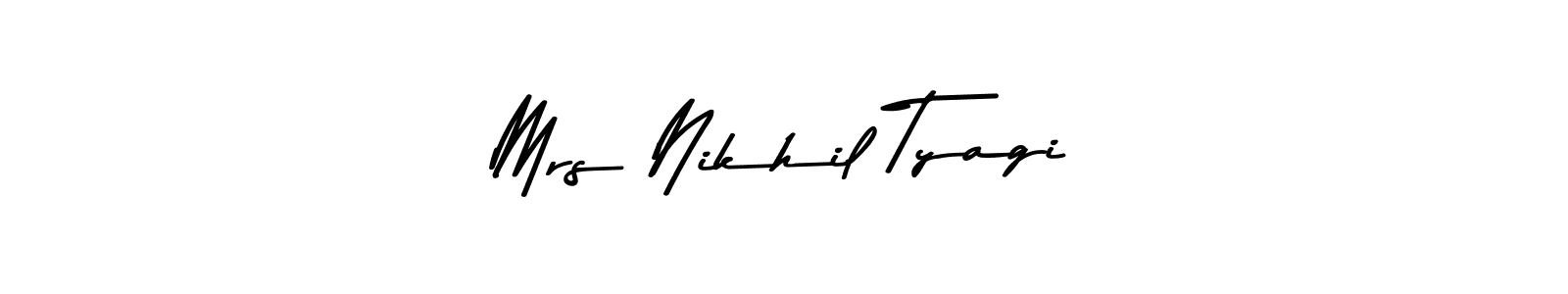 How to make Mrs Nikhil Tyagi name signature. Use Asem Kandis PERSONAL USE style for creating short signs online. This is the latest handwritten sign. Mrs Nikhil Tyagi signature style 9 images and pictures png