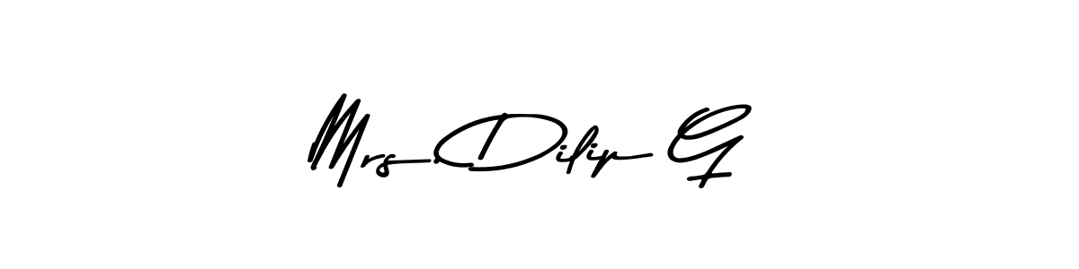 The best way (Asem Kandis PERSONAL USE) to make a short signature is to pick only two or three words in your name. The name Mrs. Dilip G include a total of six letters. For converting this name. Mrs. Dilip G signature style 9 images and pictures png