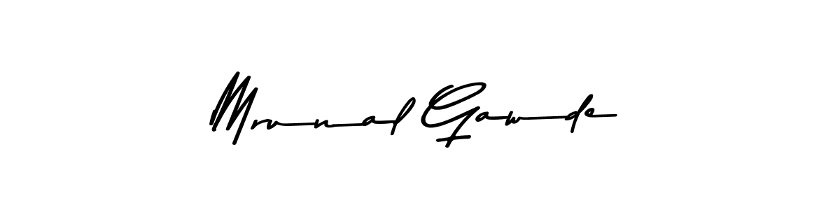 How to make Mrunal Gawde name signature. Use Asem Kandis PERSONAL USE style for creating short signs online. This is the latest handwritten sign. Mrunal Gawde signature style 9 images and pictures png