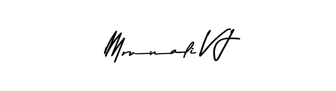 How to make Mrunali V J name signature. Use Asem Kandis PERSONAL USE style for creating short signs online. This is the latest handwritten sign. Mrunali V J signature style 9 images and pictures png