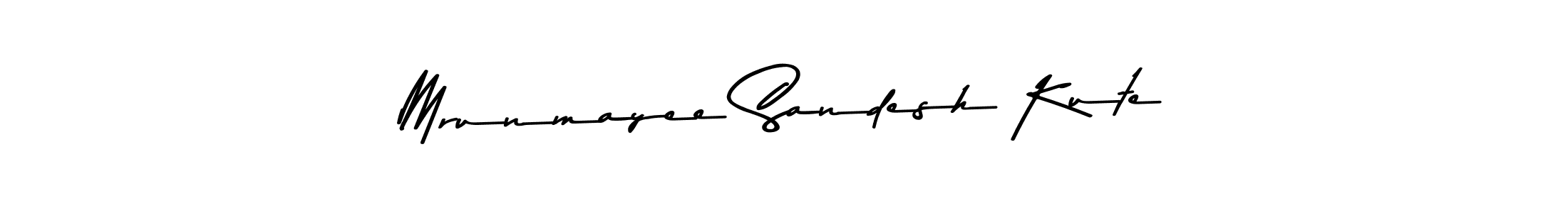 How to make Mrunmayee Sandesh Kute name signature. Use Asem Kandis PERSONAL USE style for creating short signs online. This is the latest handwritten sign. Mrunmayee Sandesh Kute signature style 9 images and pictures png