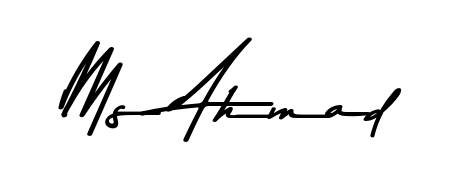 The best way (Asem Kandis PERSONAL USE) to make a short signature is to pick only two or three words in your name. For converting this name Ms Ahmad. Ms Ahmad signature style 9 images and pictures png