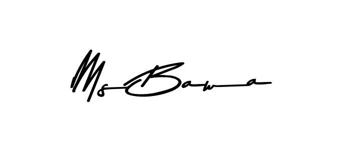 How to make Ms Bawa name signature. Use Asem Kandis PERSONAL USE style for creating short signs online. This is the latest handwritten sign. Ms Bawa signature style 9 images and pictures png