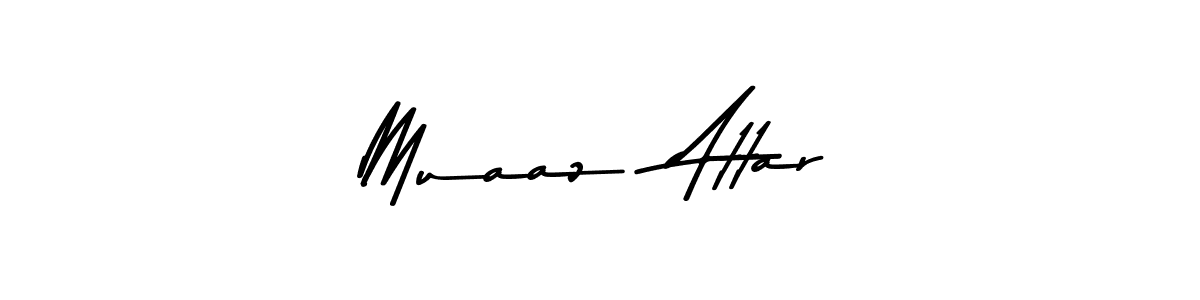 The best way (Asem Kandis PERSONAL USE) to make a short signature is to pick only two or three words in your name. The name Muaaz  Attar include a total of six letters. For converting this name. Muaaz  Attar signature style 9 images and pictures png