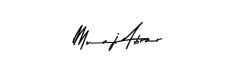How to make Muaj Abrar name signature. Use Asem Kandis PERSONAL USE style for creating short signs online. This is the latest handwritten sign. Muaj Abrar signature style 9 images and pictures png