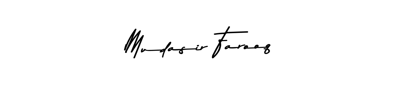 Make a beautiful signature design for name Mudasir Farooq. With this signature (Asem Kandis PERSONAL USE) style, you can create a handwritten signature for free. Mudasir Farooq signature style 9 images and pictures png