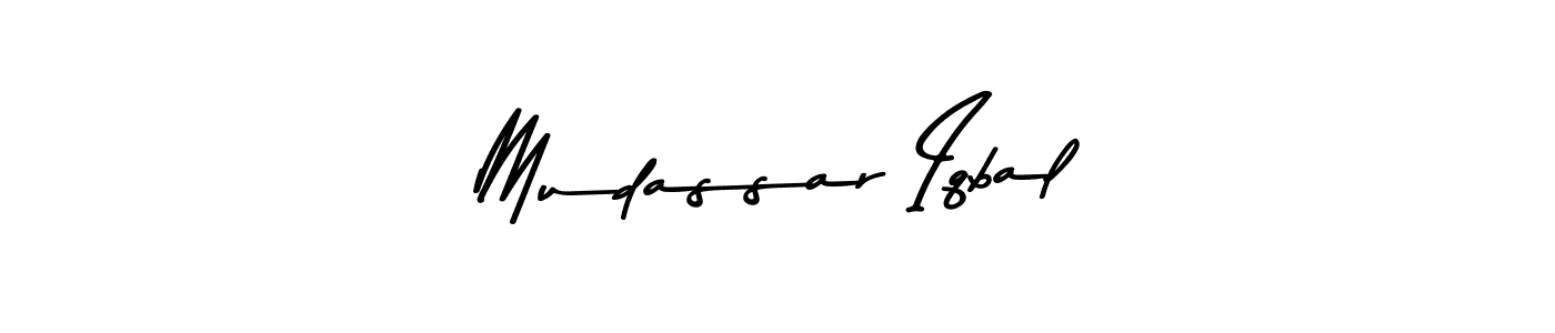 How to make Mudassar Iqbal name signature. Use Asem Kandis PERSONAL USE style for creating short signs online. This is the latest handwritten sign. Mudassar Iqbal signature style 9 images and pictures png