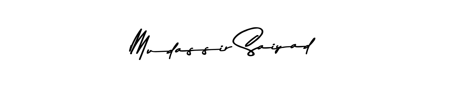 Create a beautiful signature design for name Mudassir Saiyad. With this signature (Asem Kandis PERSONAL USE) fonts, you can make a handwritten signature for free. Mudassir Saiyad signature style 9 images and pictures png