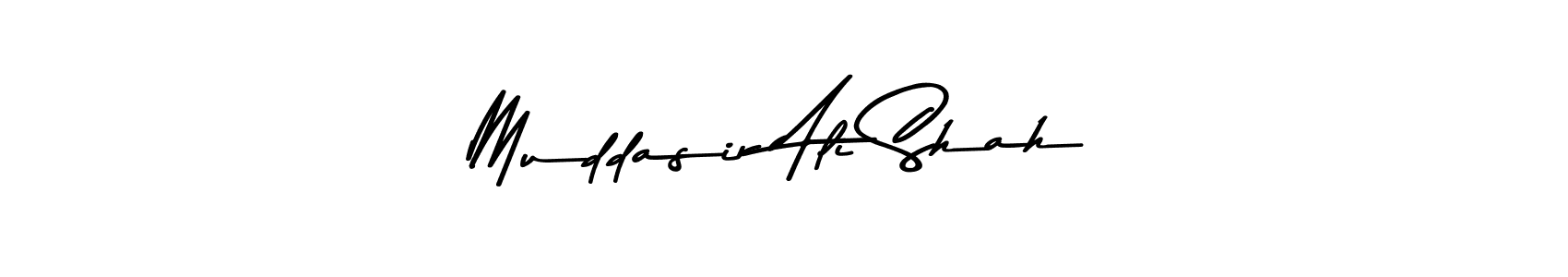 How to make Muddasir Ali Shah name signature. Use Asem Kandis PERSONAL USE style for creating short signs online. This is the latest handwritten sign. Muddasir Ali Shah signature style 9 images and pictures png
