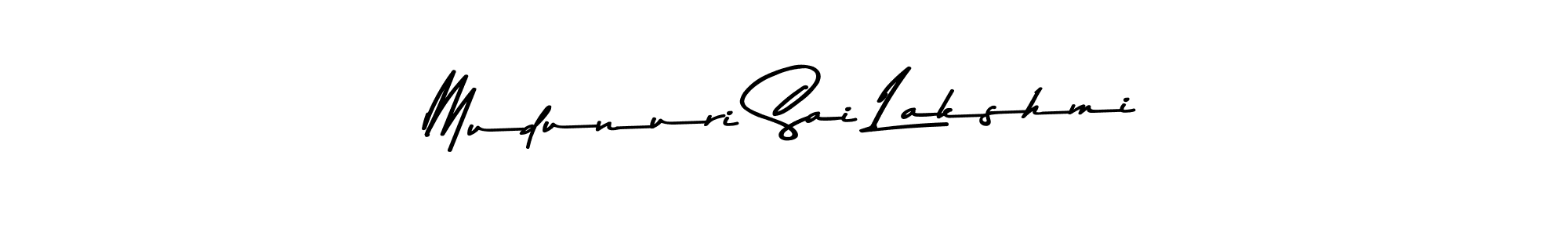 How to make Mudunuri Sai Lakshmi name signature. Use Asem Kandis PERSONAL USE style for creating short signs online. This is the latest handwritten sign. Mudunuri Sai Lakshmi signature style 9 images and pictures png