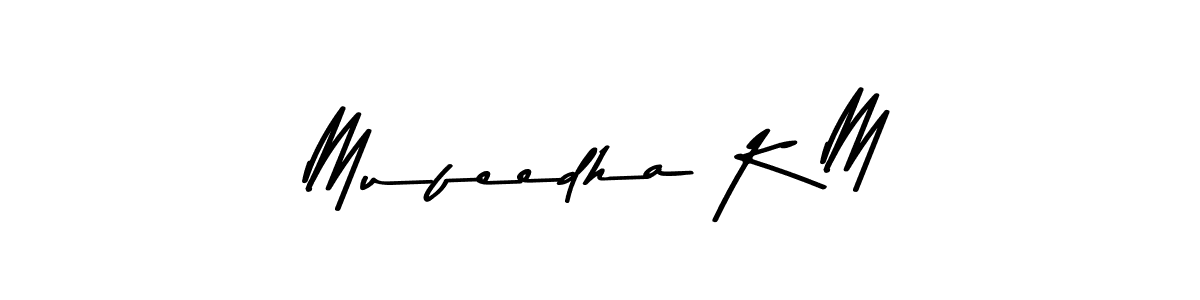 The best way (Asem Kandis PERSONAL USE) to make a short signature is to pick only two or three words in your name. The name Mufeedha K M include a total of six letters. For converting this name. Mufeedha K M signature style 9 images and pictures png