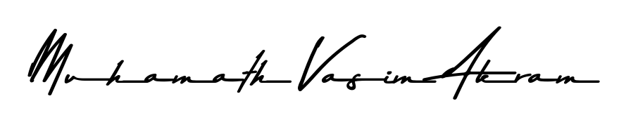 Master the art of signing with Muhamath Vasim Akram written in fluent Asem Kandis PERSONAL USE script. A great template to practice and refine your handwriting. Muhamath Vasim Akram signature style 9 images and pictures png