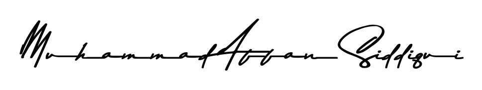The Asem Kandis PERSONAL USE font transforms the name Muhammad Affan Siddiqui into an executive sign with sharp precision and distinguished character. Muhammad Affan Siddiqui signature style 9 images and pictures png