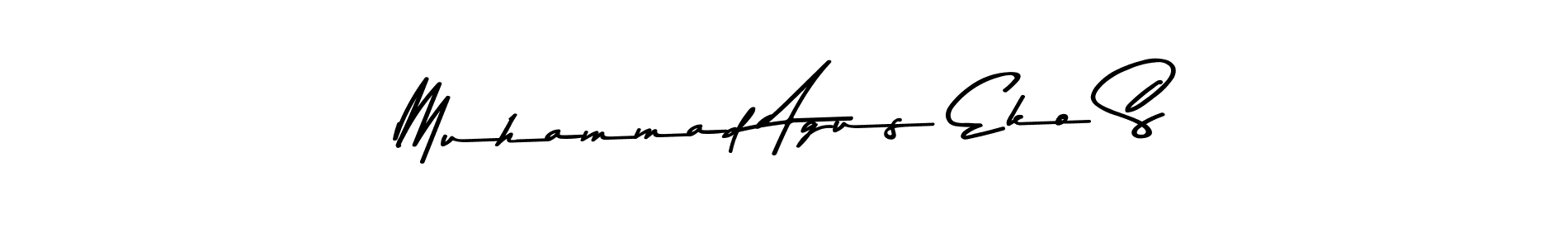 This is the best signature style for the Muhammad Agus Eko S name. Also you like these signature font (Asem Kandis PERSONAL USE). Mix name signature. Muhammad Agus Eko S signature style 9 images and pictures png