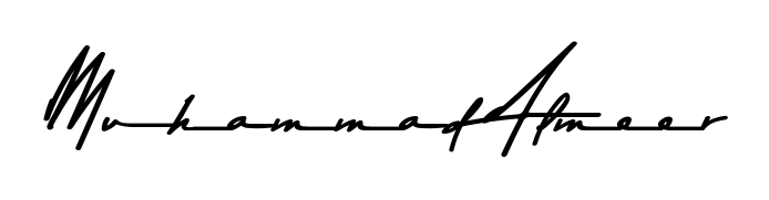 The Asem Kandis PERSONAL USE font transforms the name Muhammad Almeer into an executive sign with sharp precision and distinguished character. Muhammad Almeer signature style 9 images and pictures png