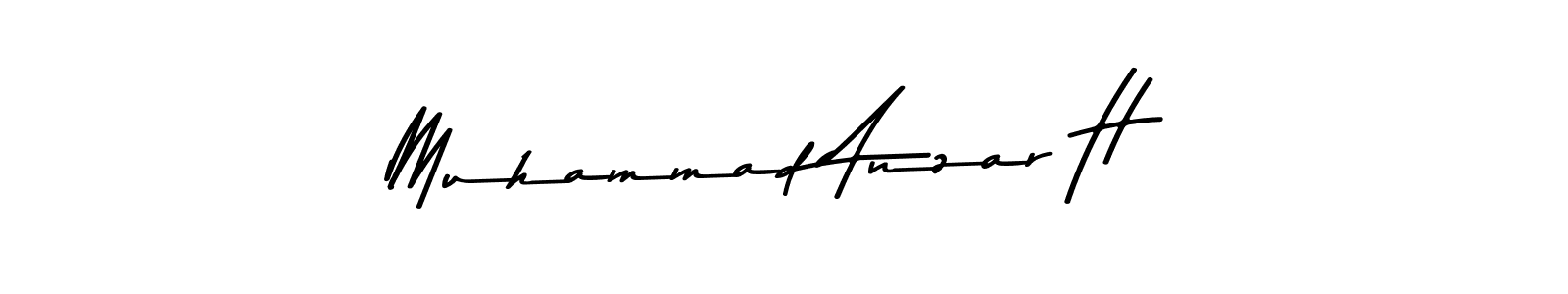 How to make Muhammad Anzar H name signature. Use Asem Kandis PERSONAL USE style for creating short signs online. This is the latest handwritten sign. Muhammad Anzar H signature style 9 images and pictures png