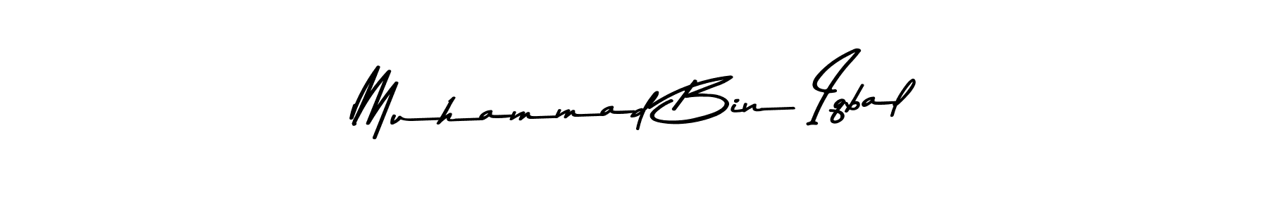Create a beautiful signature design for name Muhammad Bin Iqbal. With this signature (Asem Kandis PERSONAL USE) fonts, you can make a handwritten signature for free. Muhammad Bin Iqbal signature style 9 images and pictures png
