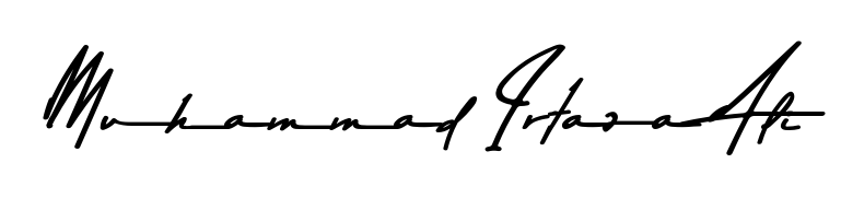 The Asem Kandis PERSONAL USE handwriting style adds charm and authenticity to name Muhammad Irtaza Ali. A wonderful choice for personal thank-you notes. Muhammad Irtaza Ali signature style 9 images and pictures png