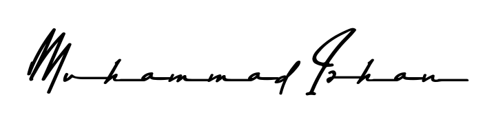 The Asem Kandis PERSONAL USE font transforms the name Muhammad Izhan into an executive sign with sharp precision and distinguished character. Muhammad Izhan signature style 9 images and pictures png