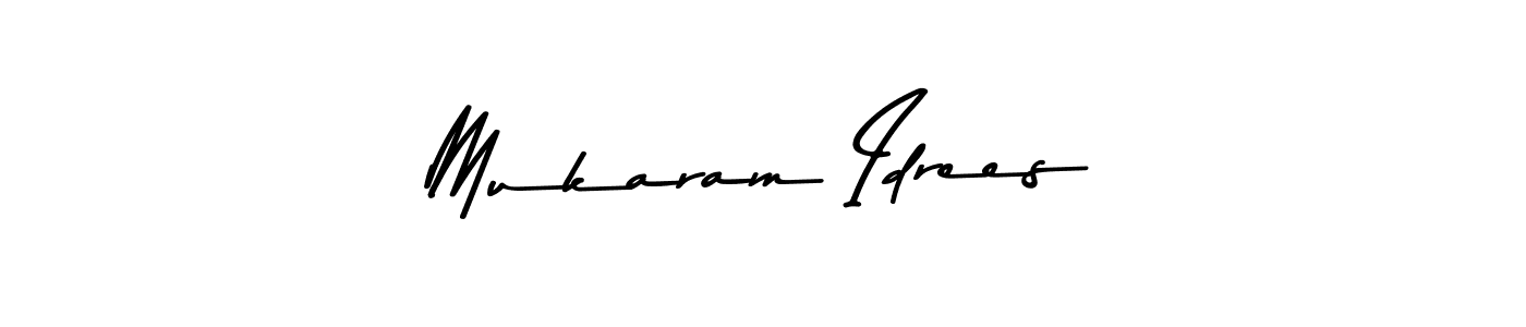 How to make Mukaram Idrees name signature. Use Asem Kandis PERSONAL USE style for creating short signs online. This is the latest handwritten sign. Mukaram Idrees signature style 9 images and pictures png