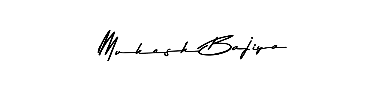 How to make Mukesh Bajiya name signature. Use Asem Kandis PERSONAL USE style for creating short signs online. This is the latest handwritten sign. Mukesh Bajiya signature style 9 images and pictures png