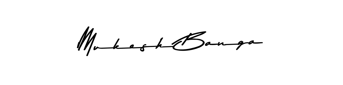 Create a beautiful signature design for name Mukesh Banga. With this signature (Asem Kandis PERSONAL USE) fonts, you can make a handwritten signature for free. Mukesh Banga signature style 9 images and pictures png