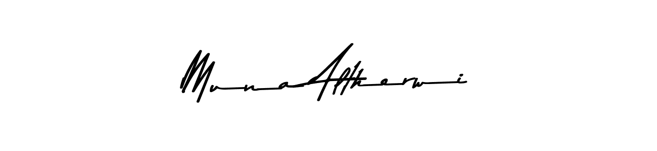 Create a beautiful signature design for name Muna Altherwi. With this signature (Asem Kandis PERSONAL USE) fonts, you can make a handwritten signature for free. Muna Altherwi signature style 9 images and pictures png