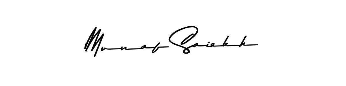 The best way (Asem Kandis PERSONAL USE) to make a short signature is to pick only two or three words in your name. The name Munaf Saiekh include a total of six letters. For converting this name. Munaf Saiekh signature style 9 images and pictures png