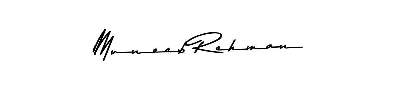 Create a beautiful signature design for name Muneeb Rehman. With this signature (Asem Kandis PERSONAL USE) fonts, you can make a handwritten signature for free. Muneeb Rehman signature style 9 images and pictures png