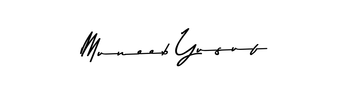 Use a signature maker to create a handwritten signature online. With this signature software, you can design (Asem Kandis PERSONAL USE) your own signature for name Muneeb Yusuf. Muneeb Yusuf signature style 9 images and pictures png