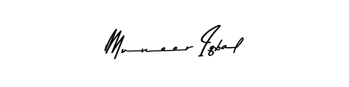 Make a beautiful signature design for name Muneer Iqbal. With this signature (Asem Kandis PERSONAL USE) style, you can create a handwritten signature for free. Muneer Iqbal signature style 9 images and pictures png
