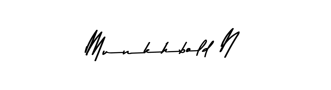 How to make Munkhbold N name signature. Use Asem Kandis PERSONAL USE style for creating short signs online. This is the latest handwritten sign. Munkhbold N signature style 9 images and pictures png