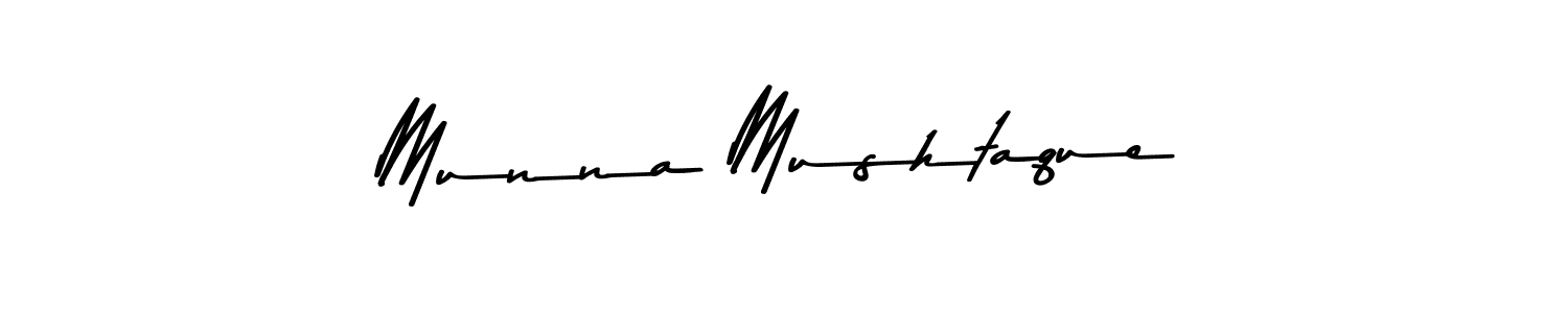 How to make Munna Mushtaque name signature. Use Asem Kandis PERSONAL USE style for creating short signs online. This is the latest handwritten sign. Munna Mushtaque signature style 9 images and pictures png